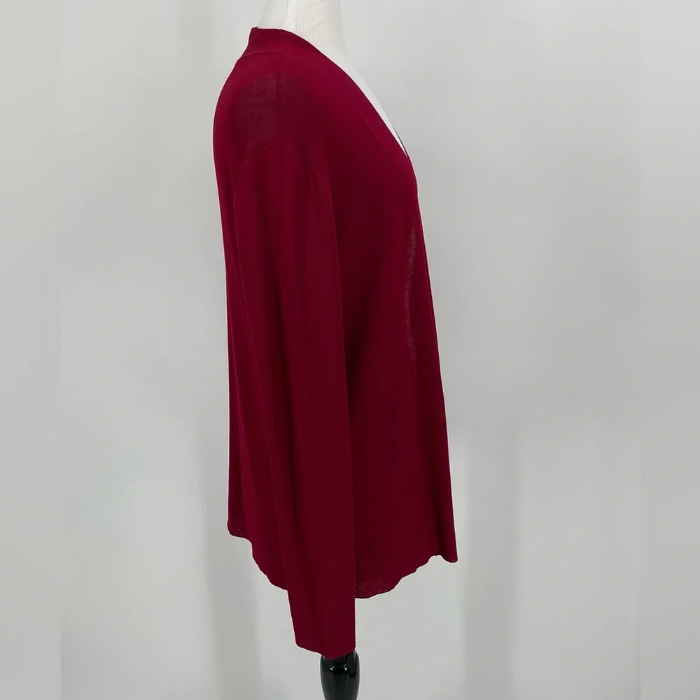 Eileen Fisher Red Open Front Cardigan Size Large - Picture 2 of 7